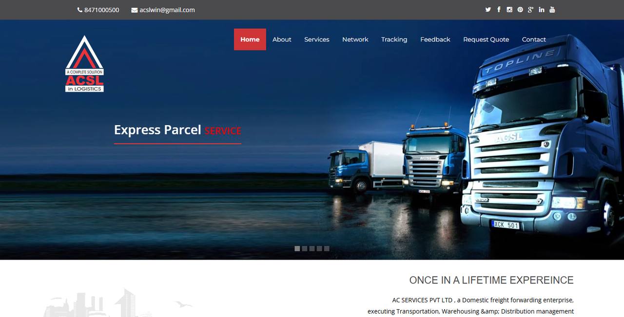 ACSL Logistics website homepage