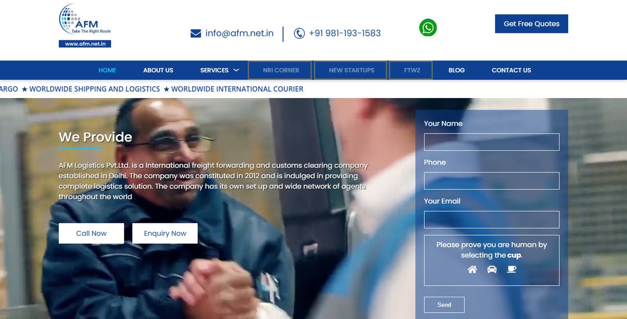 AFM Logistics website homepage