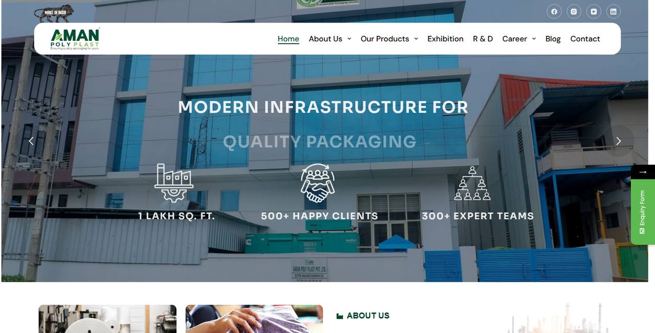 Aman Poly Plast website homepage