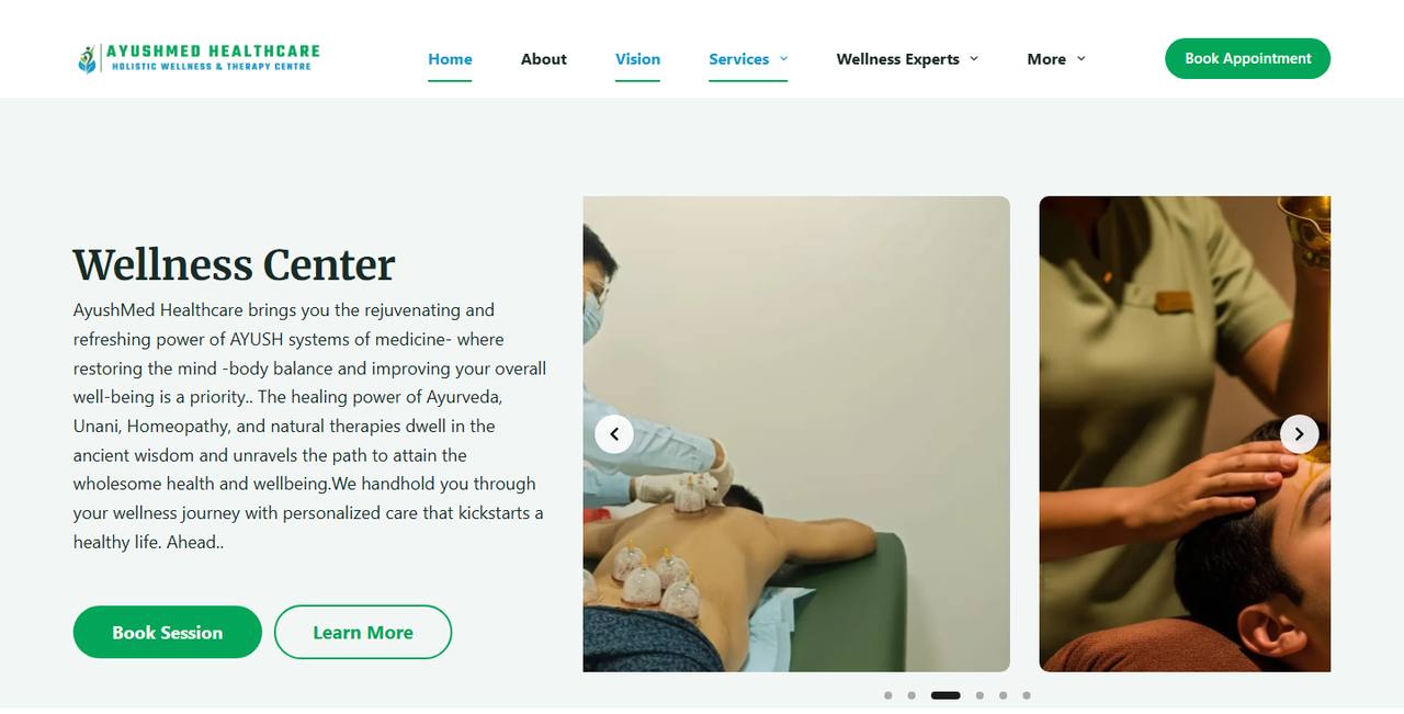 AyushMed Healthcare website homepage