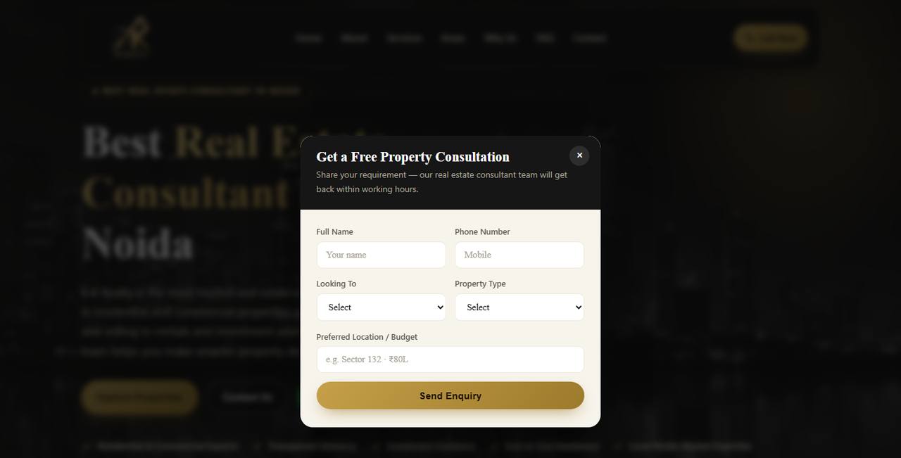 B K Realty website homepage