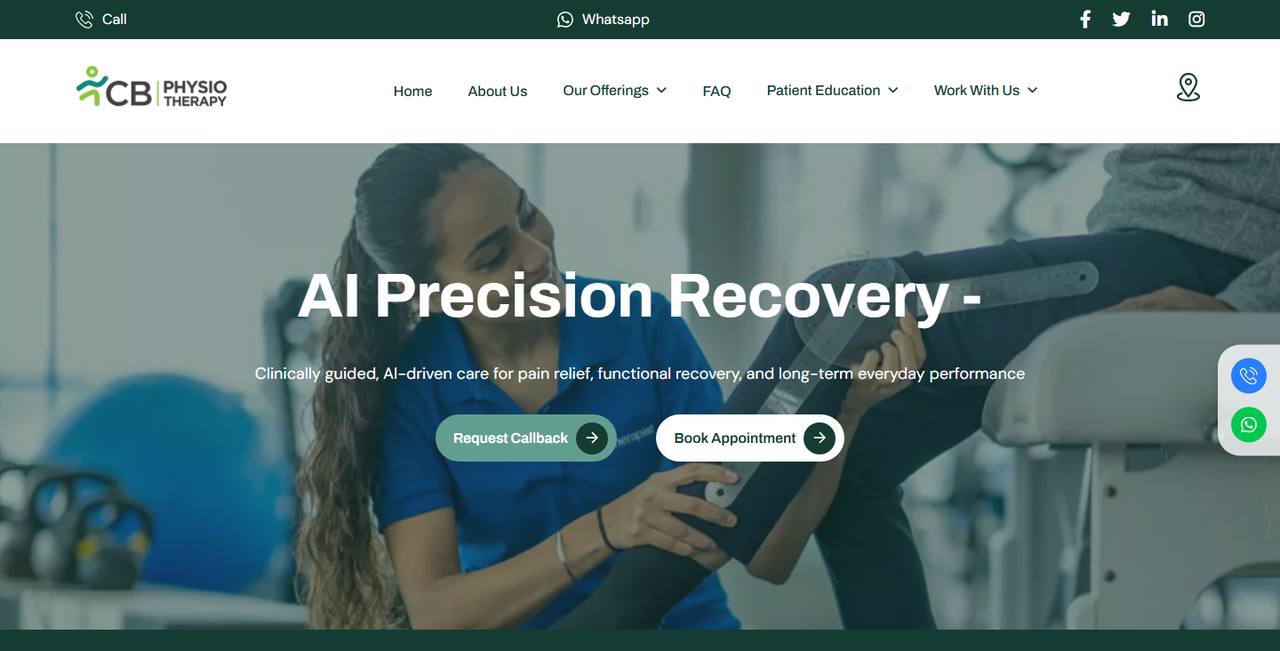 CB Physiotherapy website homepage