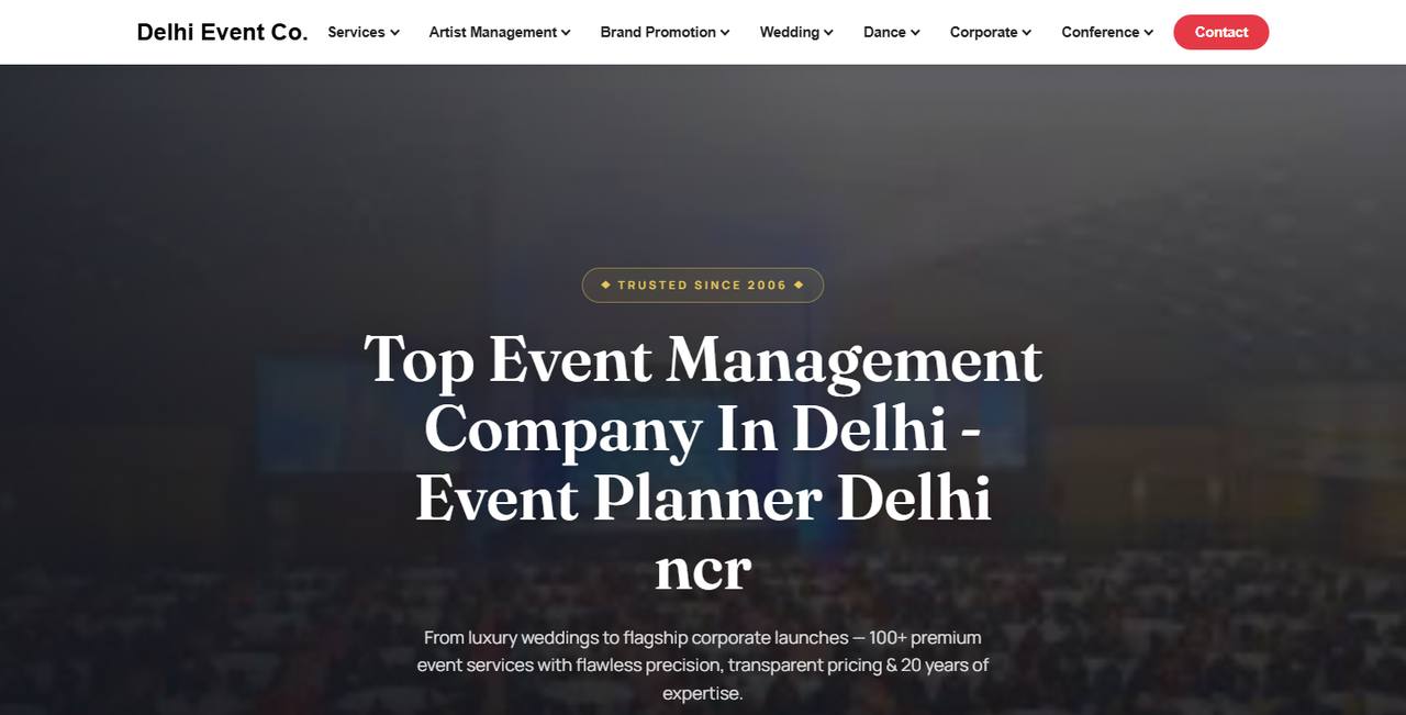 Delhi Event Company website homepage