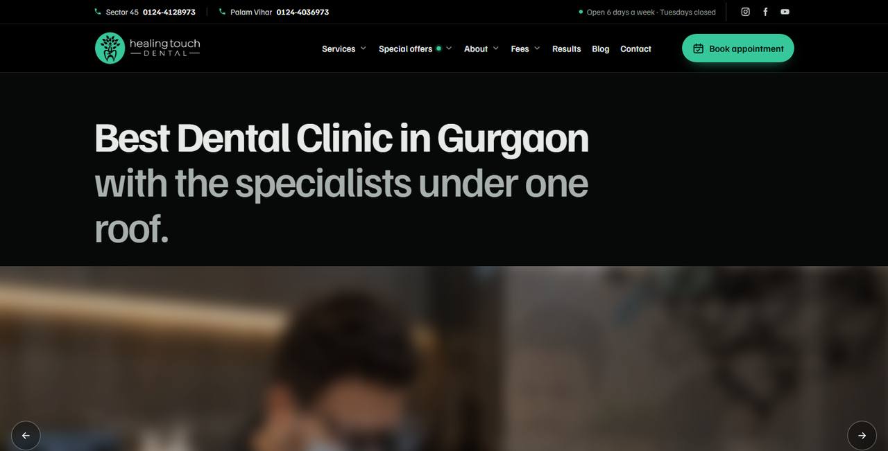 Healing Touch Dental website homepage