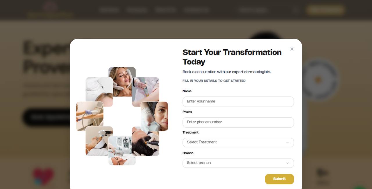 Dermapuritys website homepage