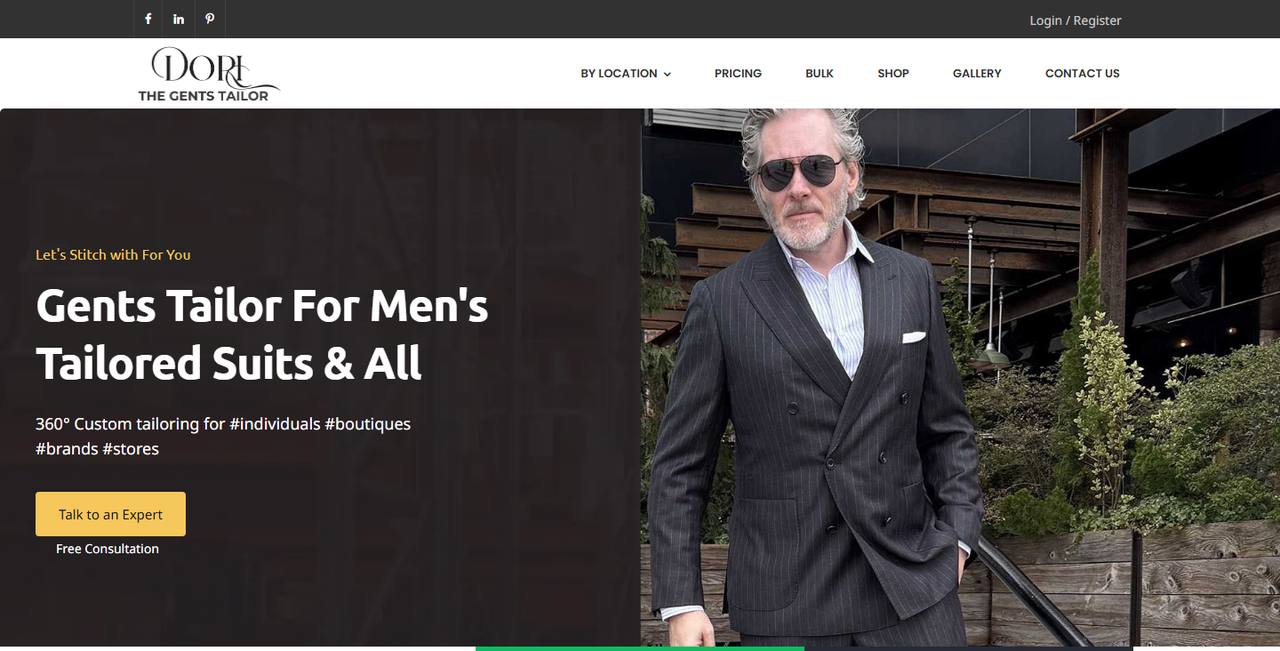 Dori The Gents Tailor website homepage