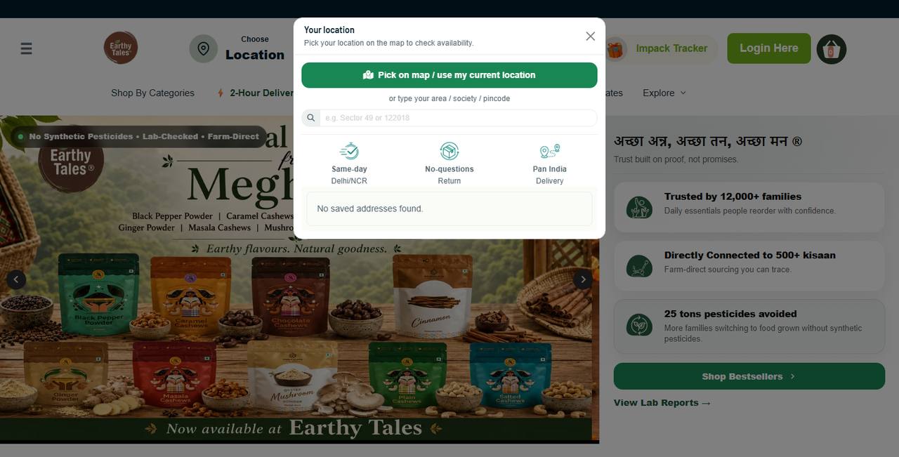 Earthy Tales website homepage