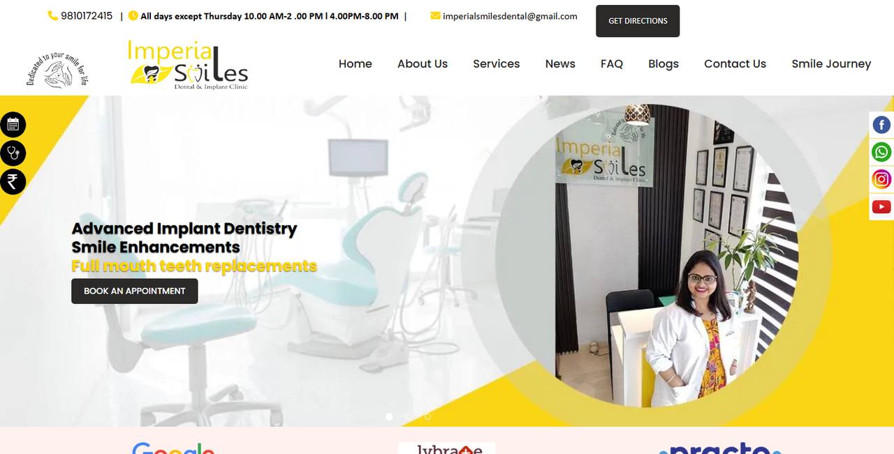Imperial Smiles website homepage
