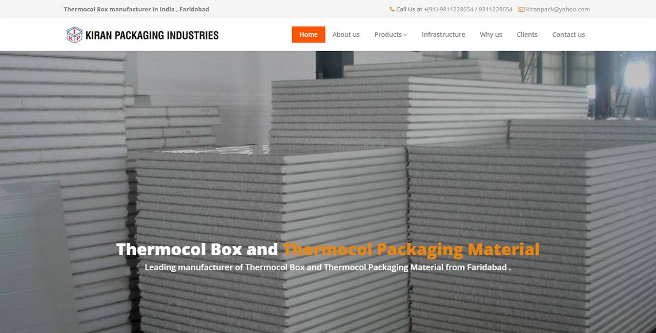Kiran Packaging Industries website homepage