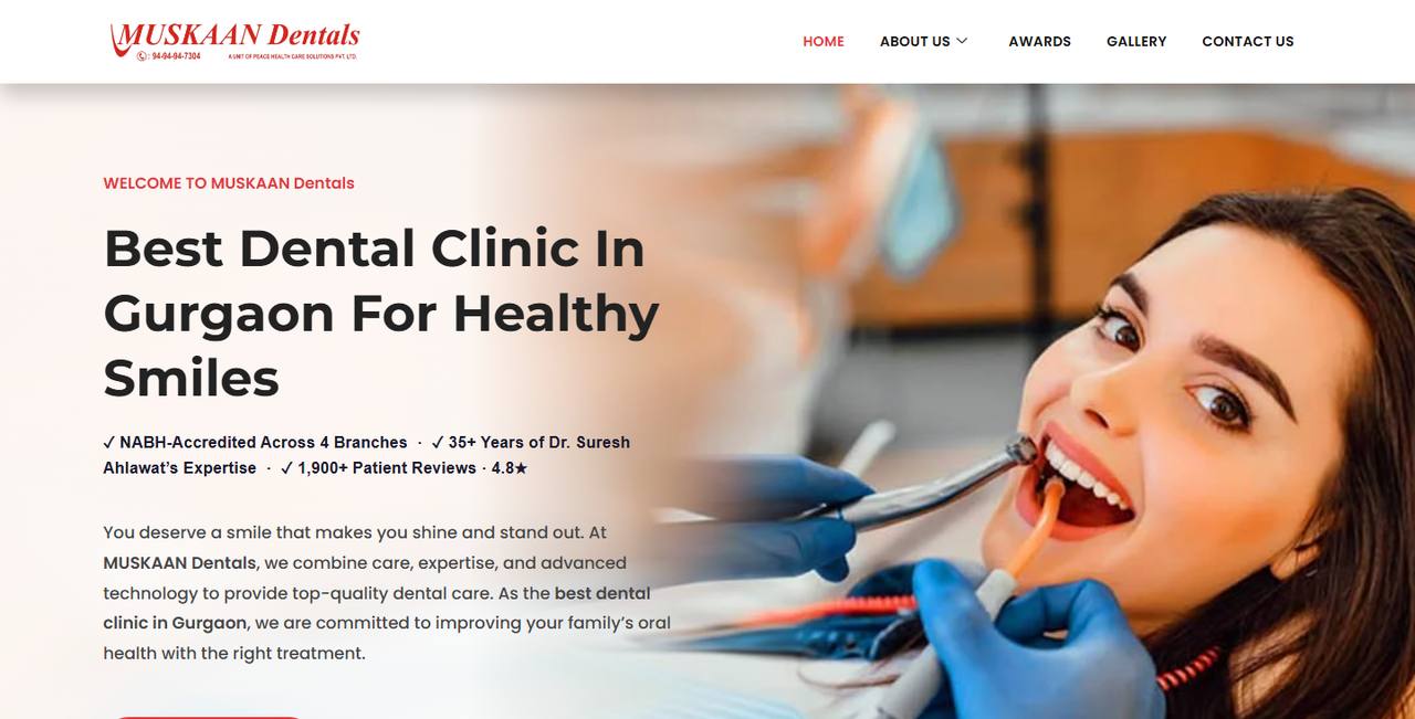 Muskaan Dentals website homepage