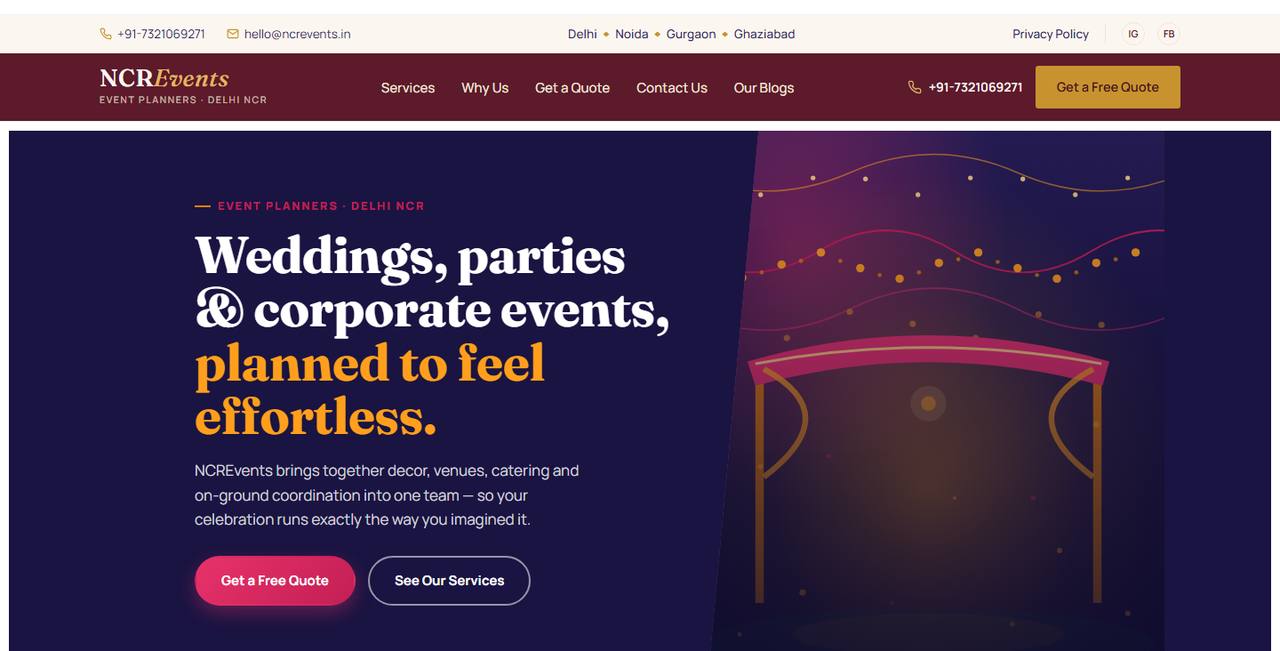 NCR Events website homepage