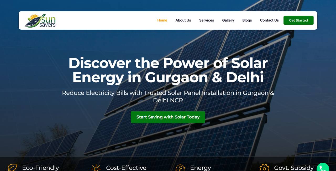 Sun Savers website homepage