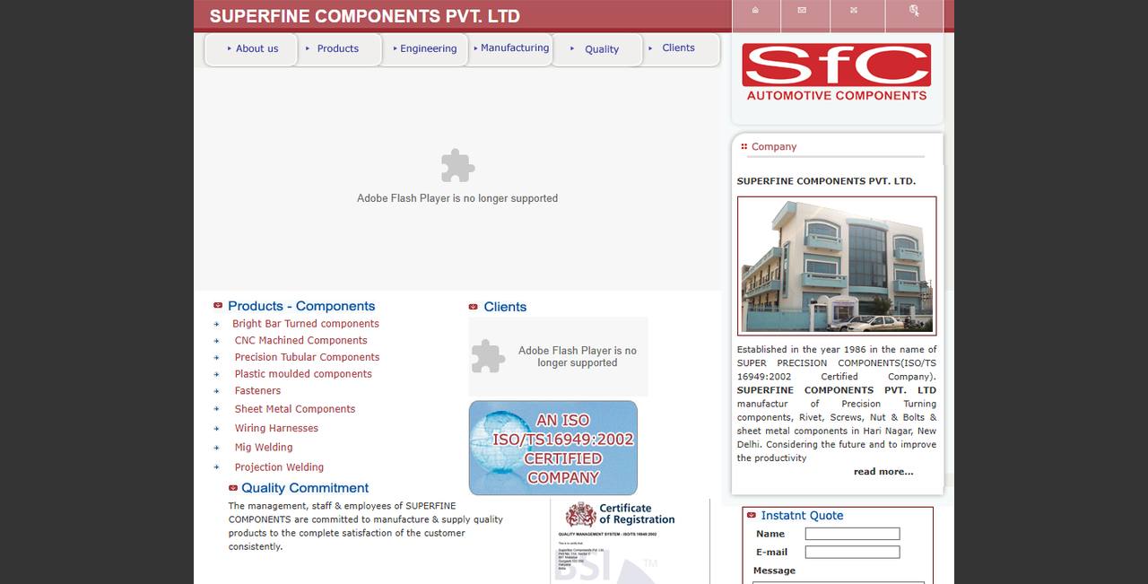 Superfine Components website homepage