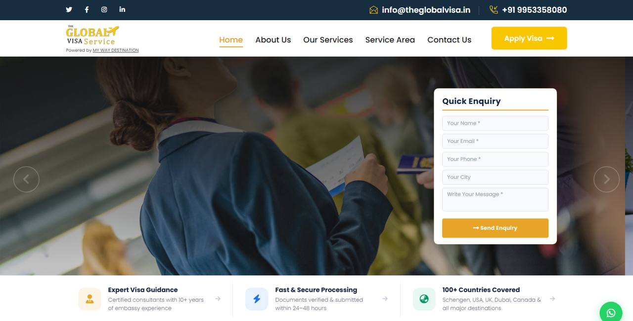 The Global Visa website homepage