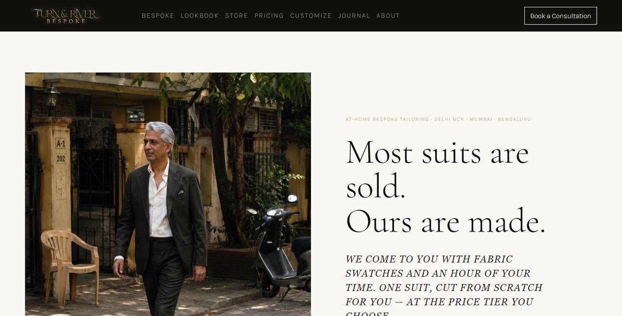 Turn & River Bespoke website homepage