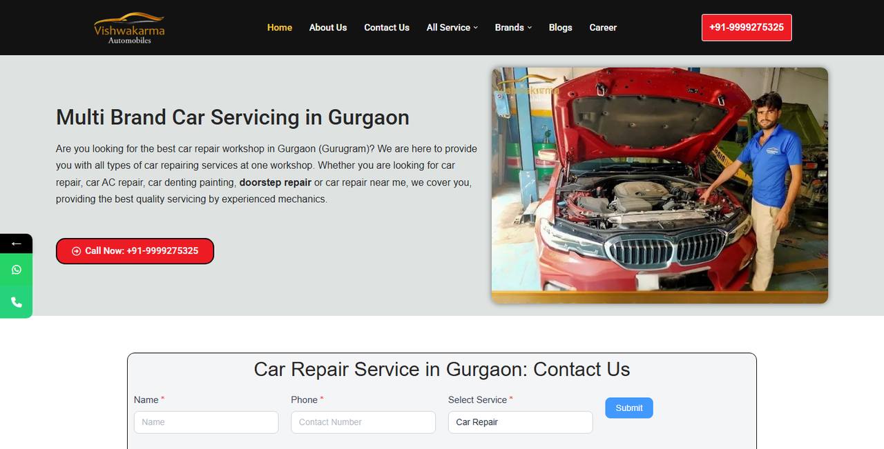 Vishwakarma Automobiles website homepage