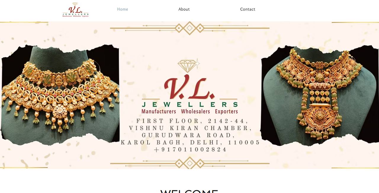 VL Jewellers website homepage