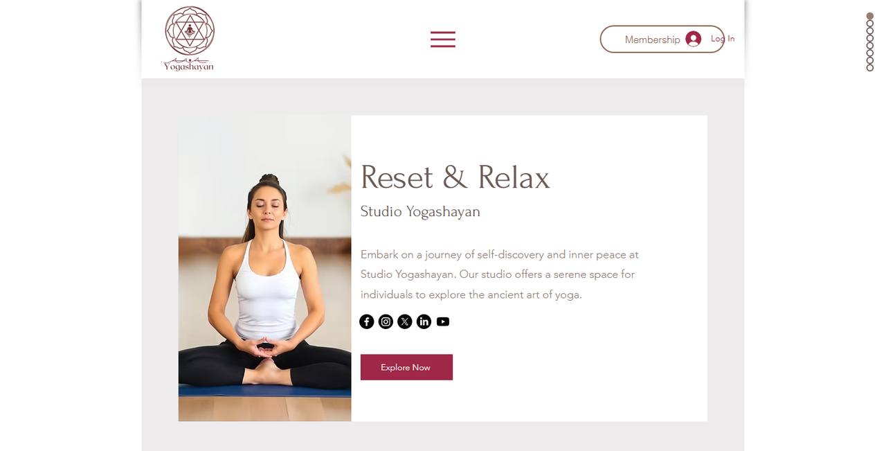 Studio Yogashayan website homepage