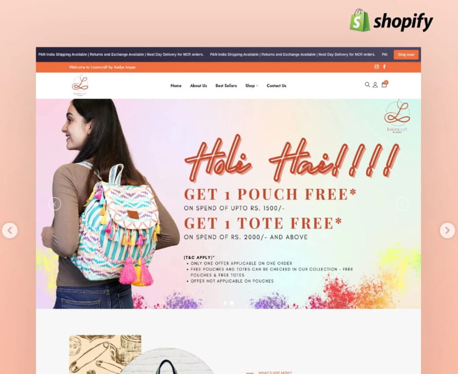 Loom Craft website, home page