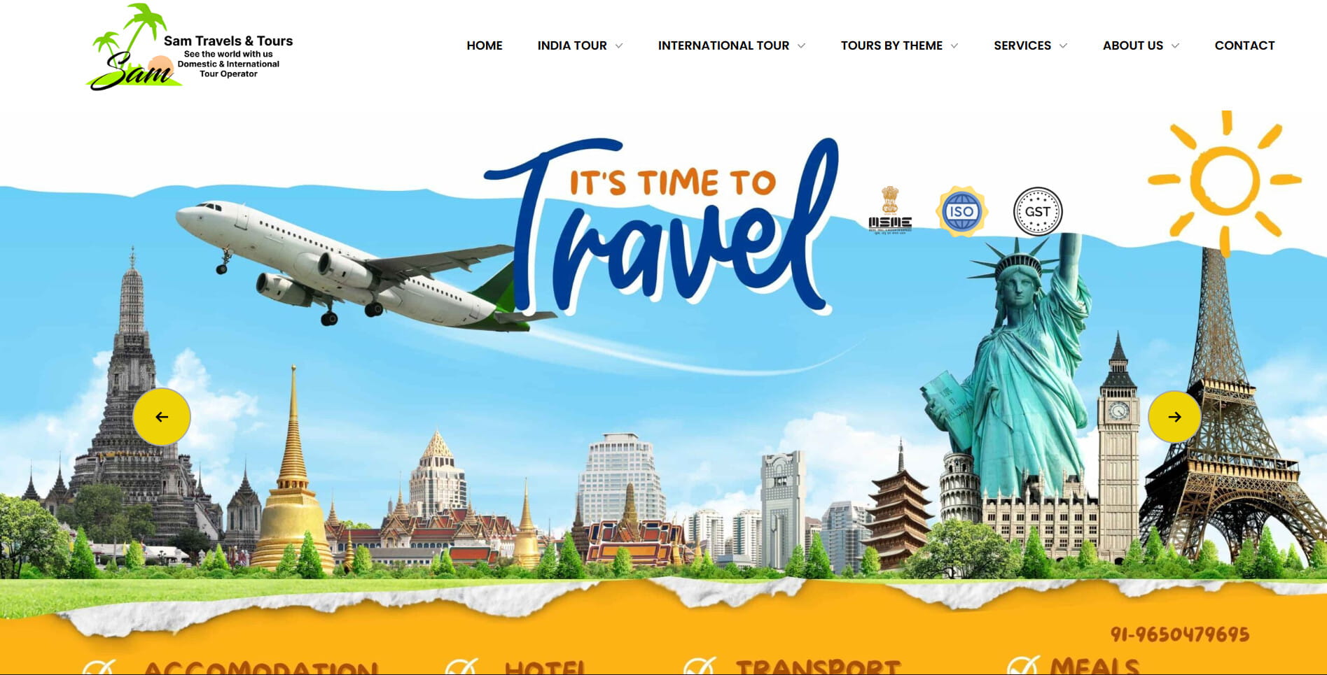 Sam Travels website homepage