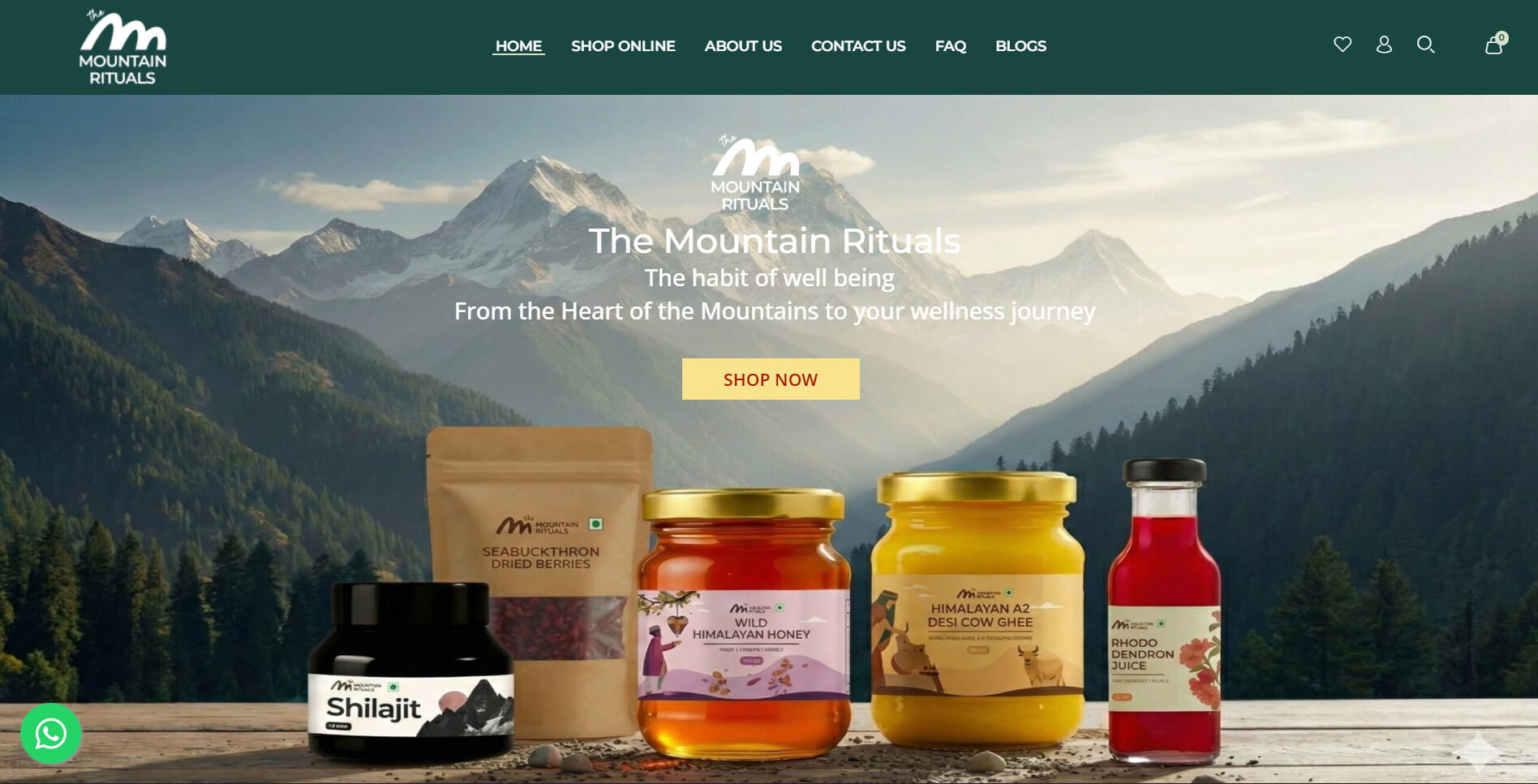 The Mountain Rituals website homepage