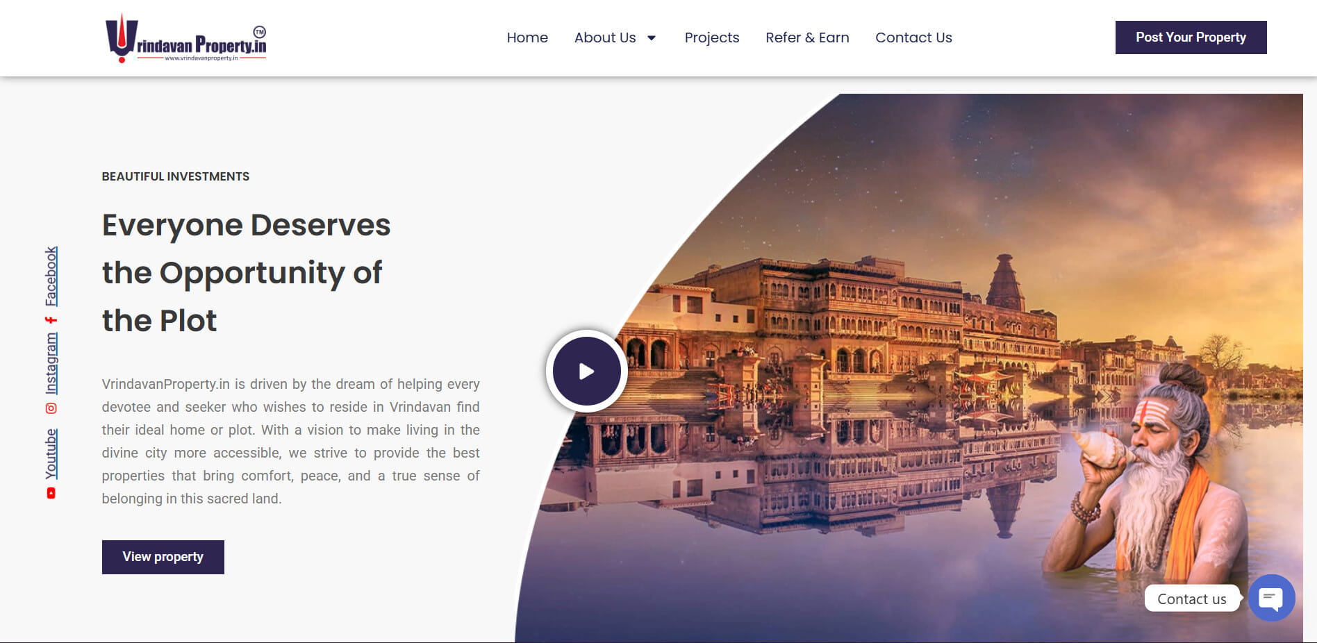 Vrindavan Property website homepage